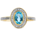 .49ct Blue Topaz Diamond Ring 10KT Yellow Gold