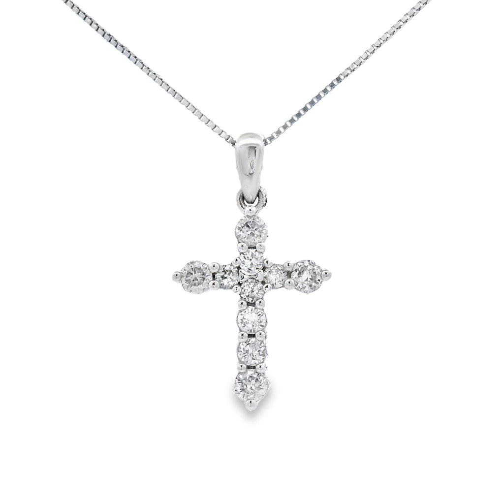 .30ct Diamond Cross Religious Pendant 14KT White Gold