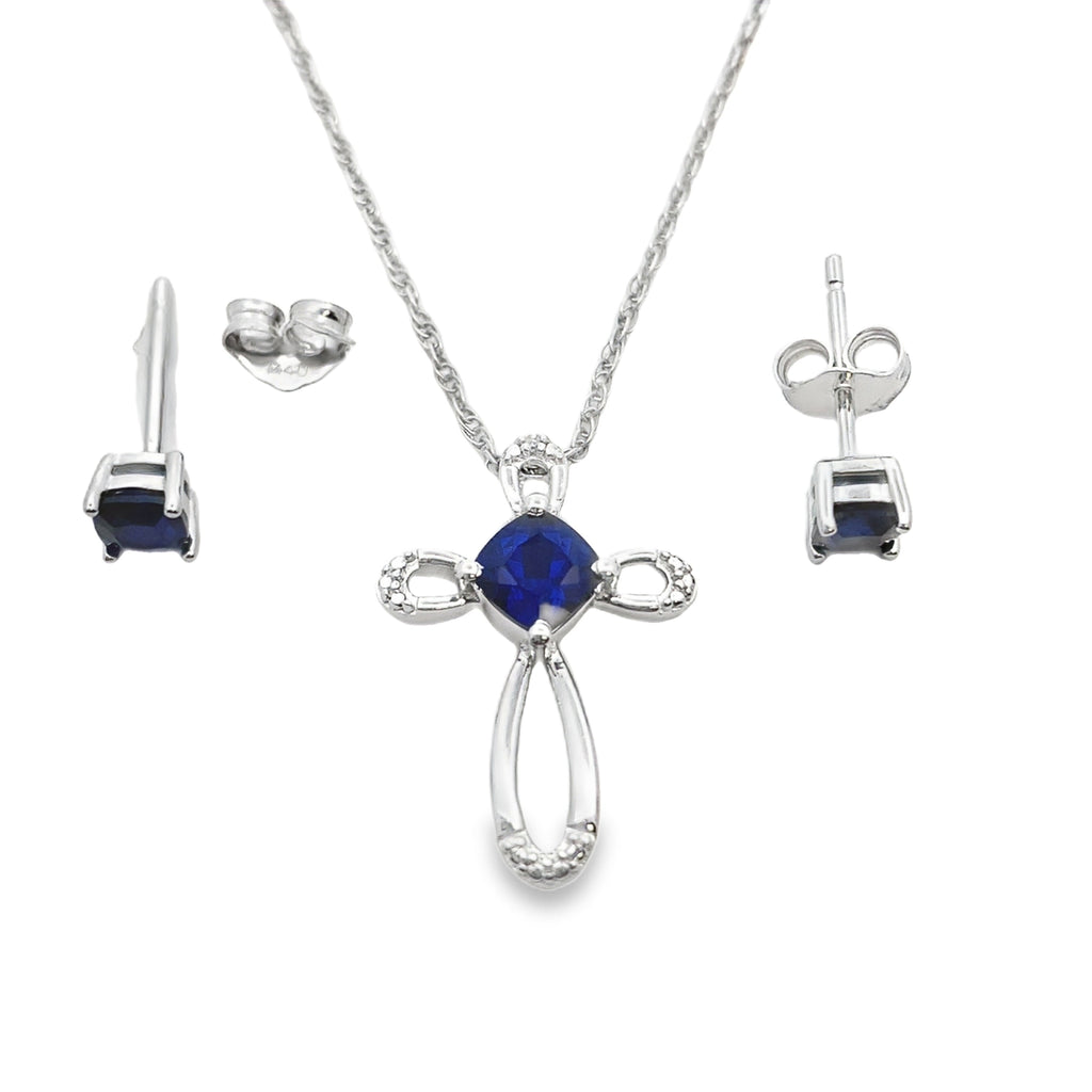 Created Sapphire Jewelry sets Sterling Silver