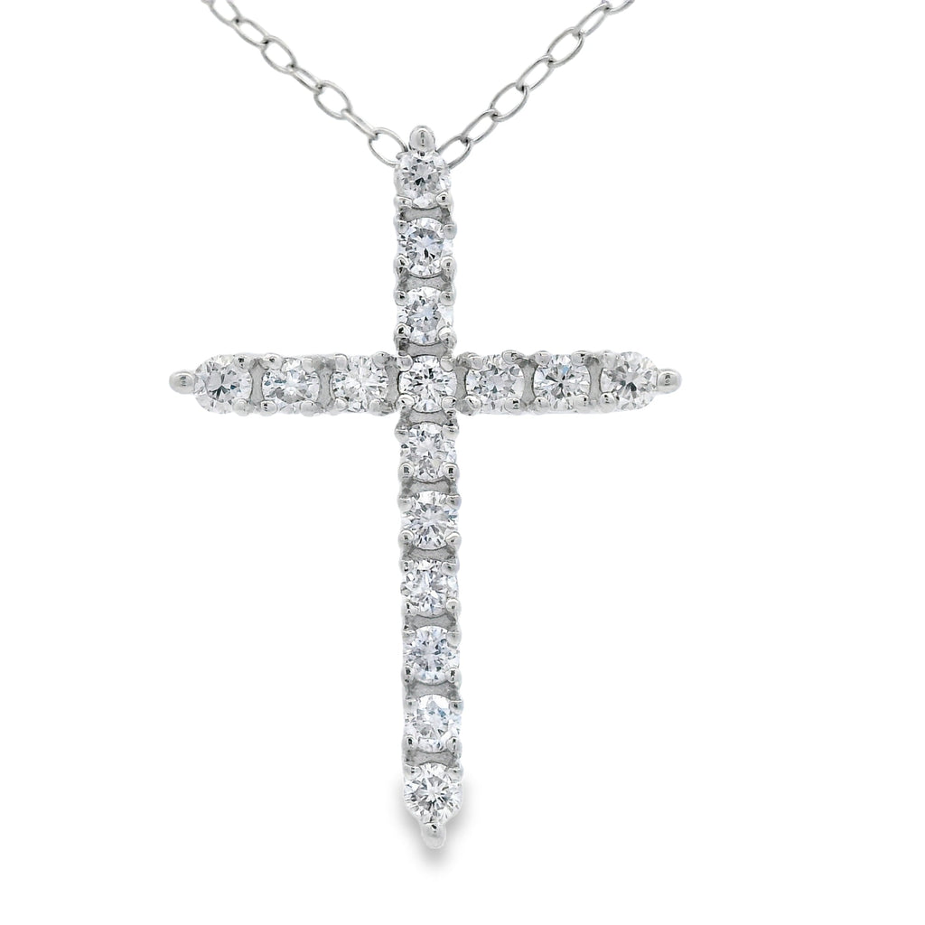 Genuine .65ct Cross Religious Pendant Sterling Silver