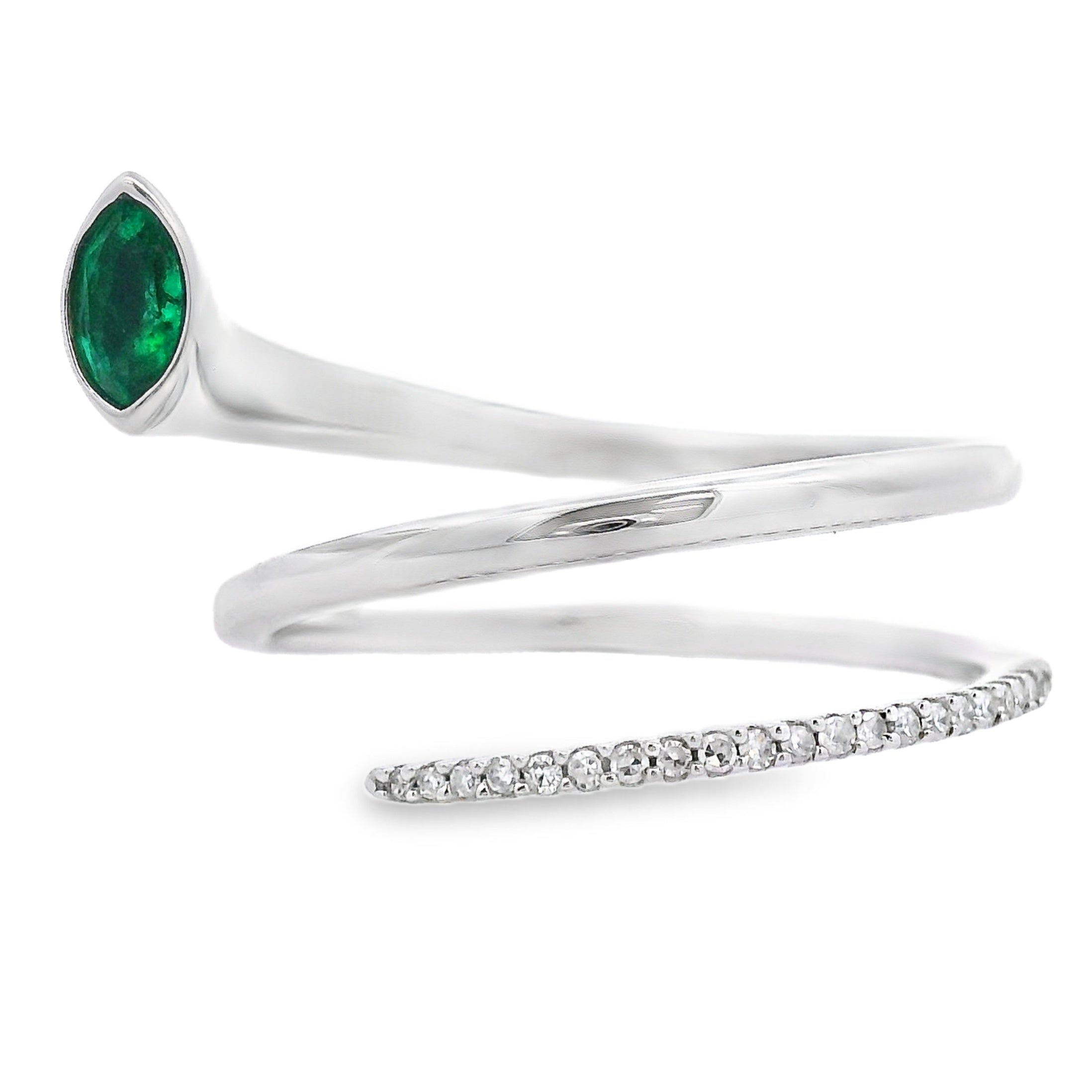 .75ct Emerald Diamond Ring 14KT White Gold