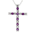 .50ct Amethyst Cross Religious Pendant Sterling Silver