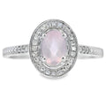 .44ct Rose Quartz Diamond Ring 10KT White Gold