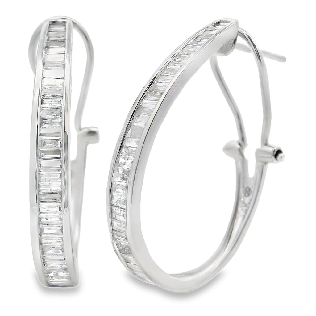 1.00ct Diamond Hoop Earrings 14KT White Gold