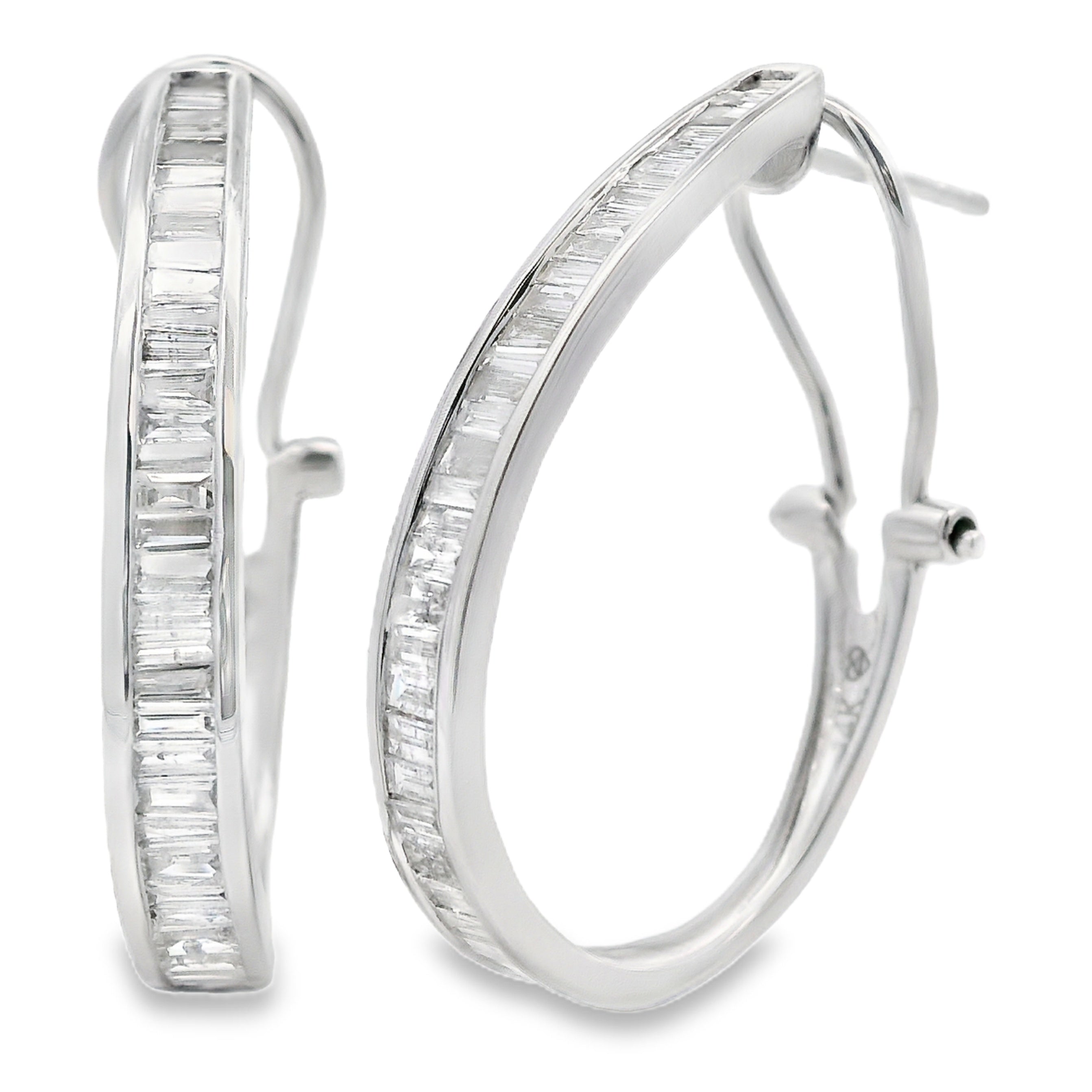 1.00ct Diamond Hoop Earrings 14KT White Gold