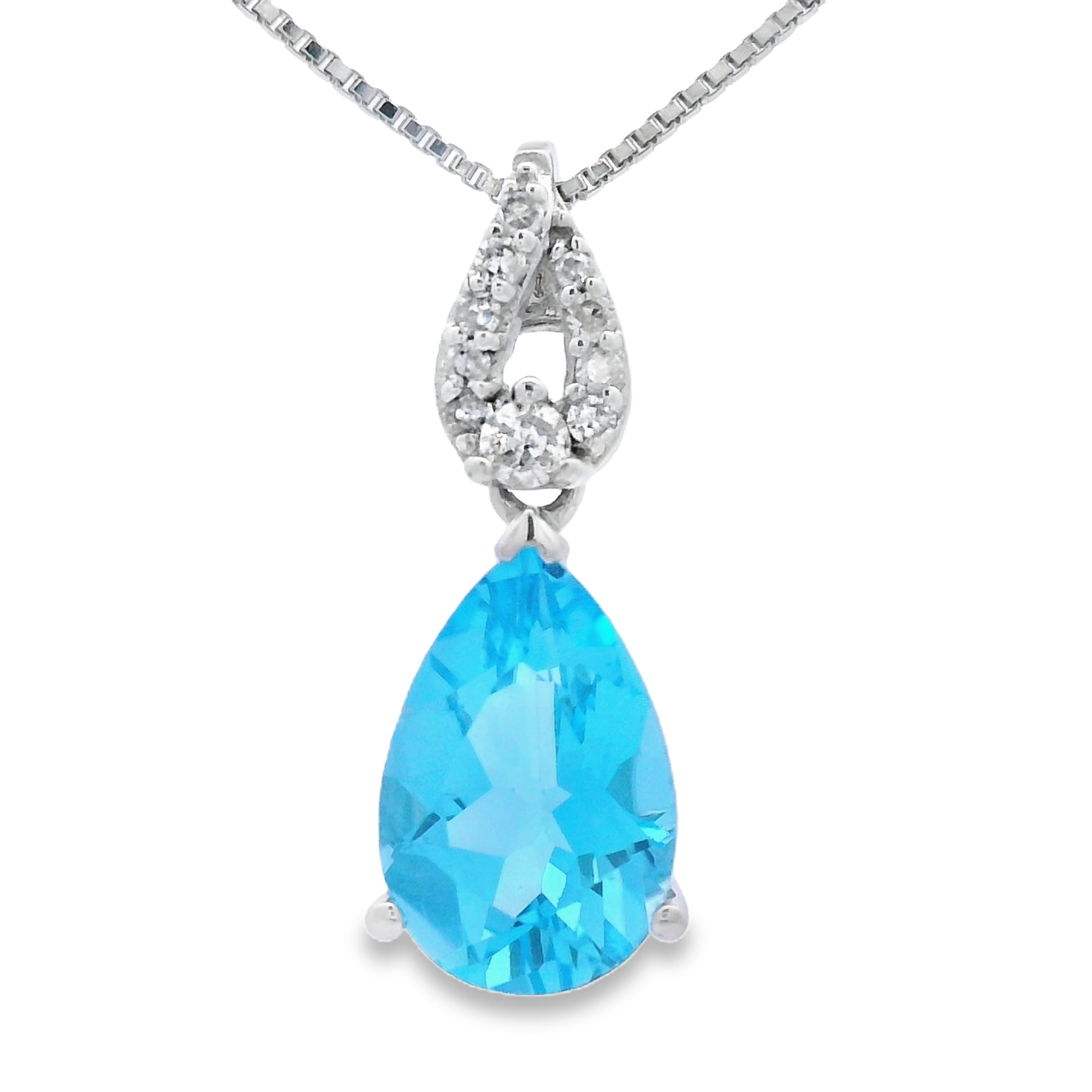Blue Topaz Diamond Fashion Pendants 10KT White Gold