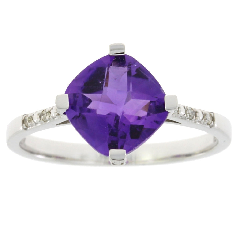 1.25ct Amethyst Diamond Ring 10KT White Gold