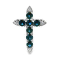 1.68ct Sapphire Cross Religious Pendant 14KT White Gold