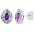 .47ct Amethyst Diamond Stud Earrings 10KT White Gold