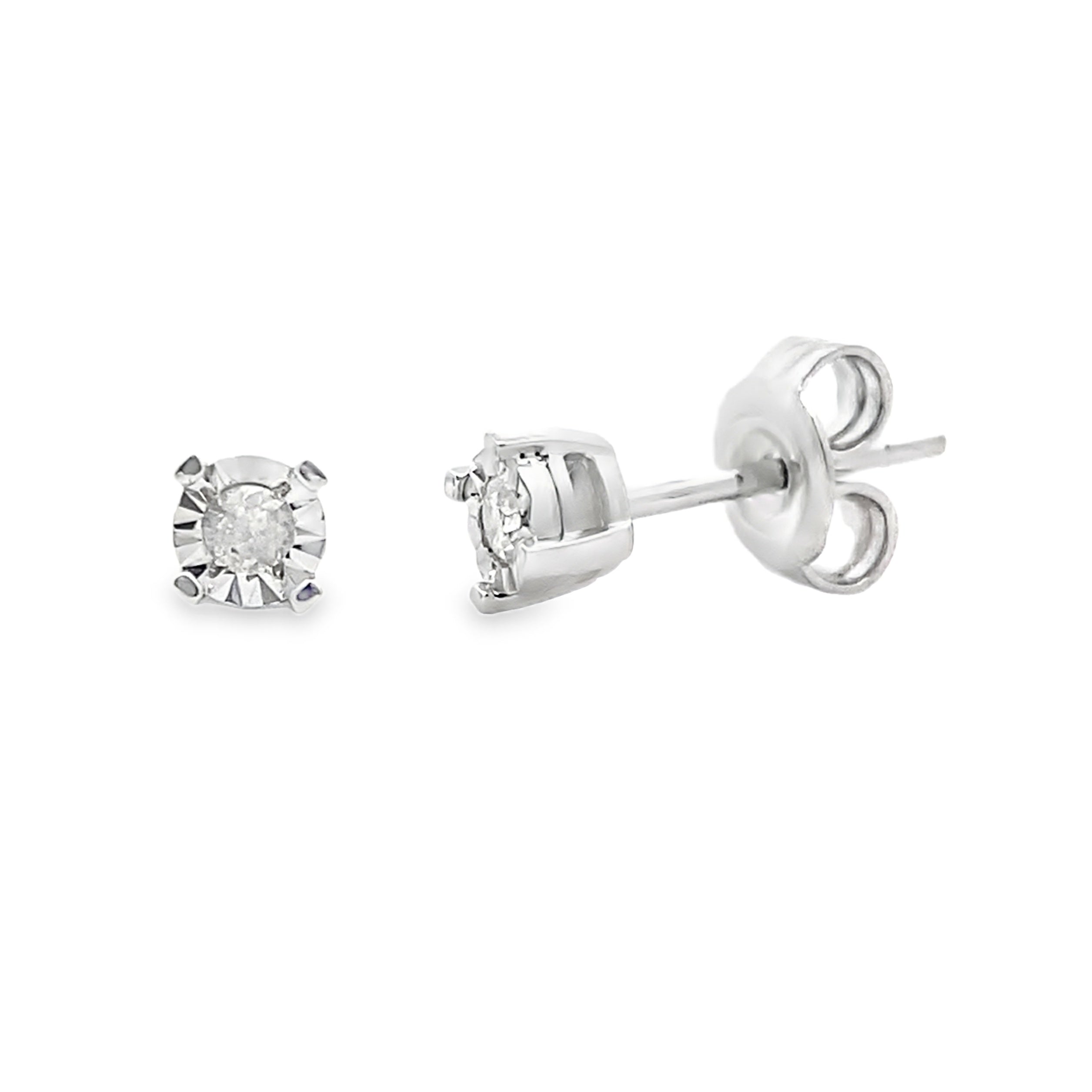 .10ct Diamond Stud Earrings Sterling Silver