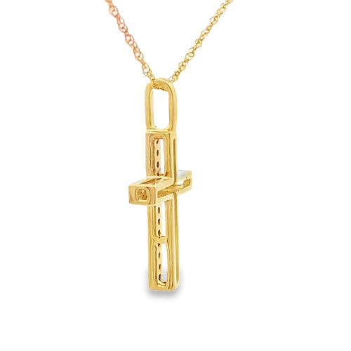 .07ct Diamond Cross Religious Pendant 10KT Yellow Gold
