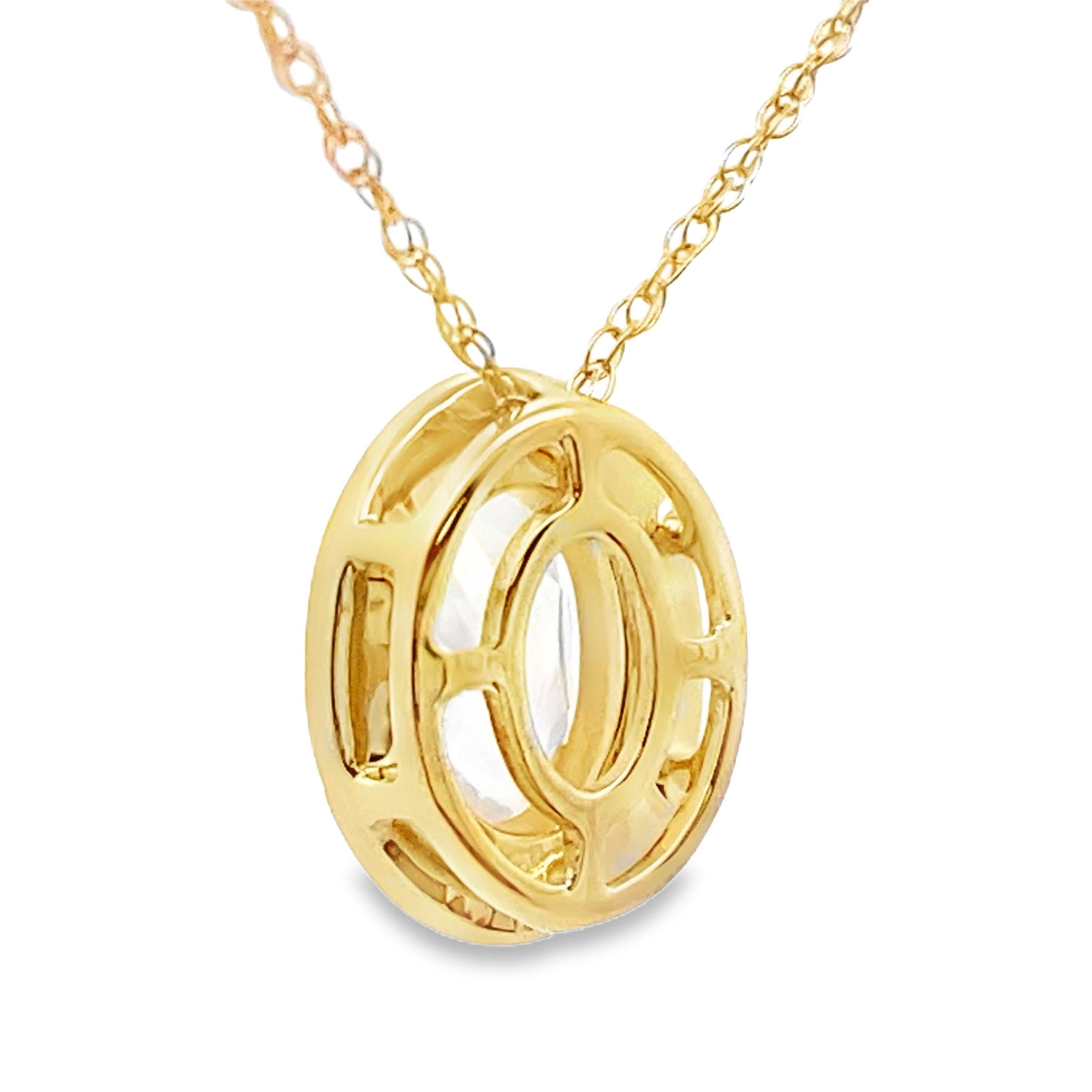 Rose Quartz Diamond Fashion Pendants 10KT Yellow Gold