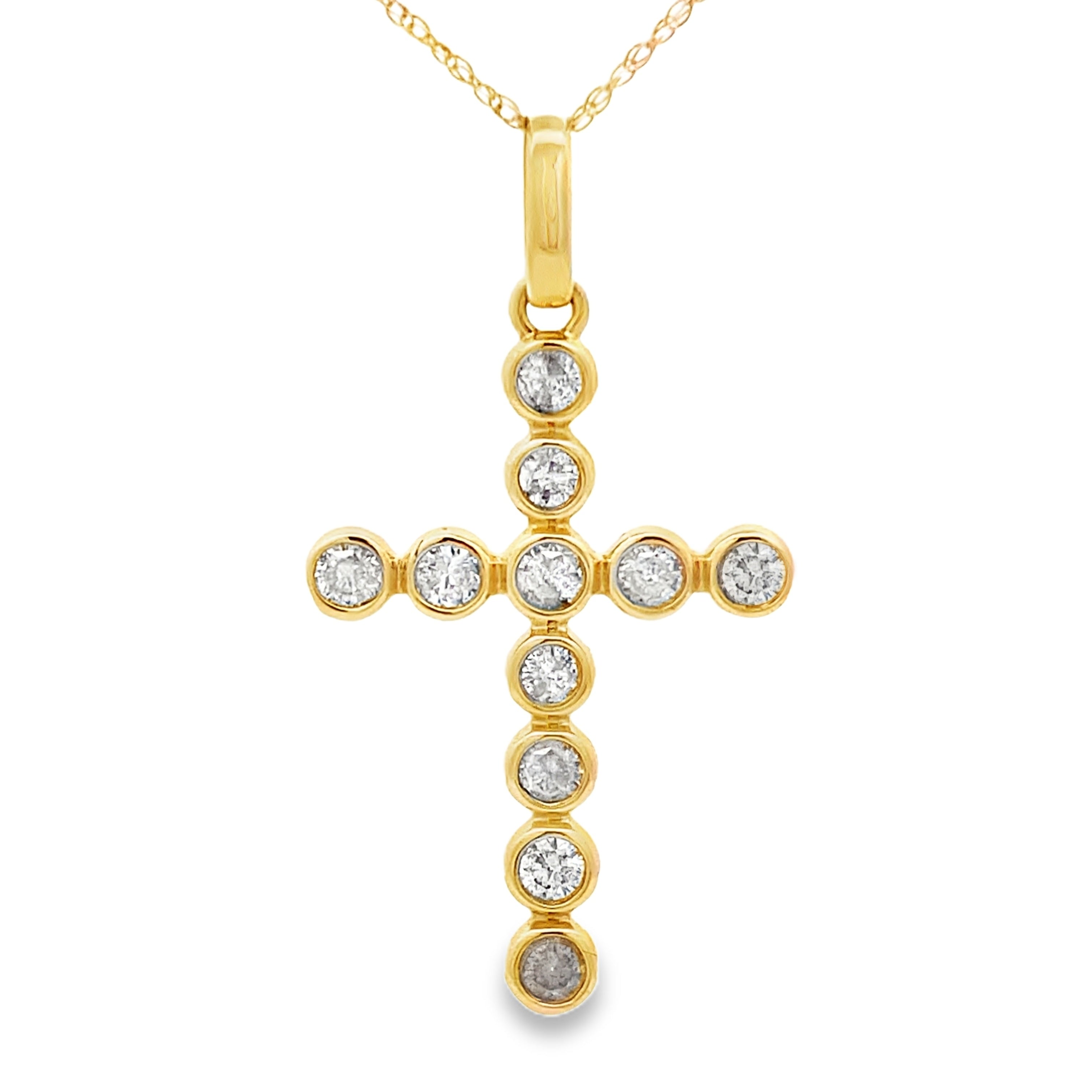 .50ct Diamond Cross Religious Pendant 14KT Yellow Gold
