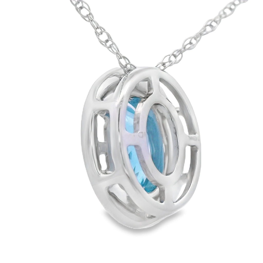 Blue Topaz Diamond Fashion Pendants 10KT White Gold