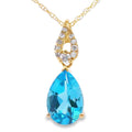 Blue Topaz Diamond Fashion Pendants 10KT Yellow Gold