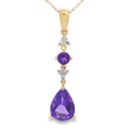 Amethyst Diamond Fashion Pendants 10KT Yellow Gold