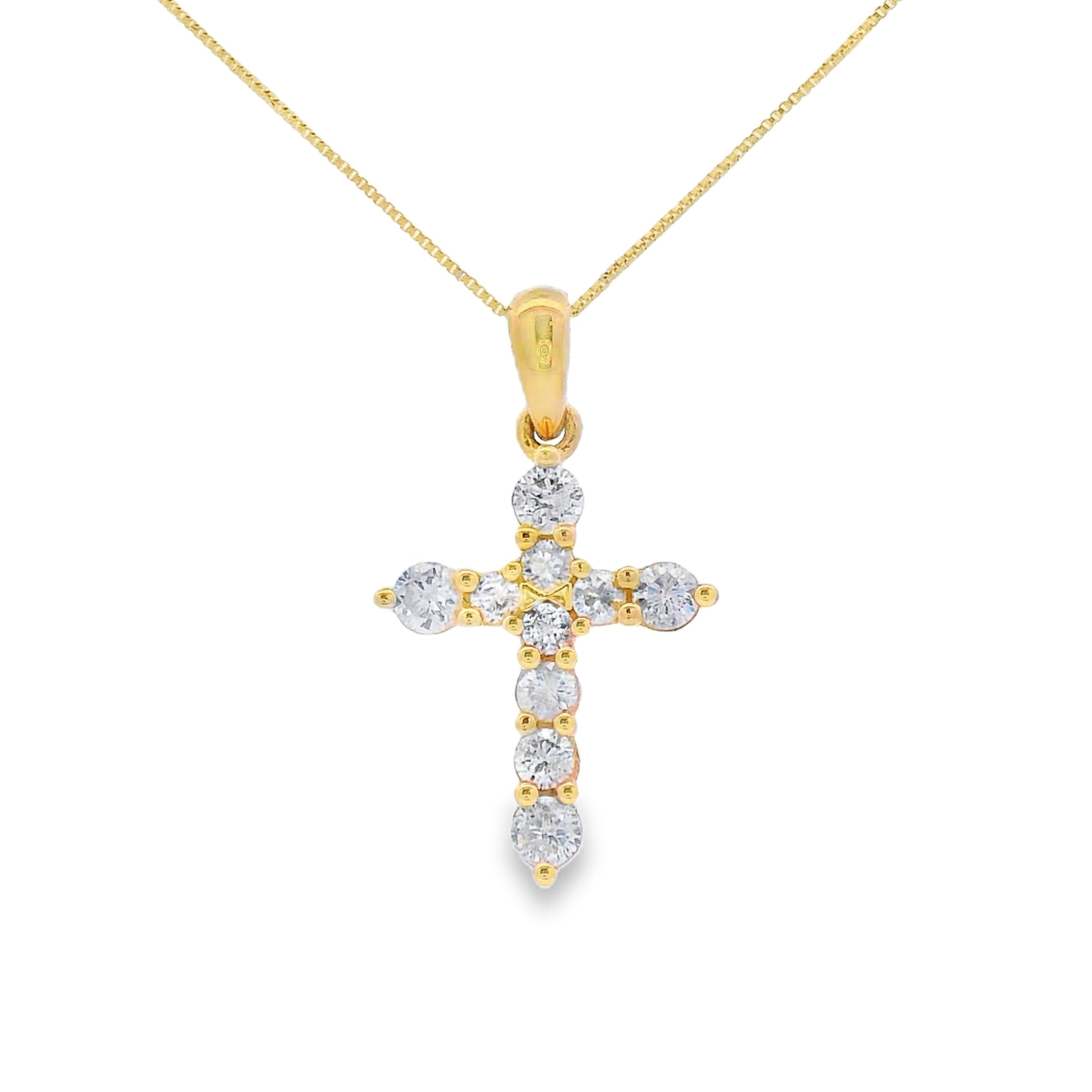.30ct Diamond Cross Religious Pendant 14KT Yellow Gold