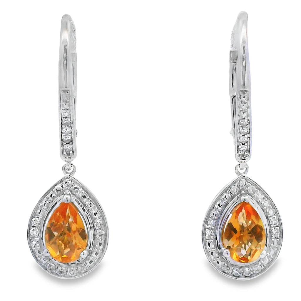 .88ct Amethyst Diamond Dangle Earrings 10KT White Gold