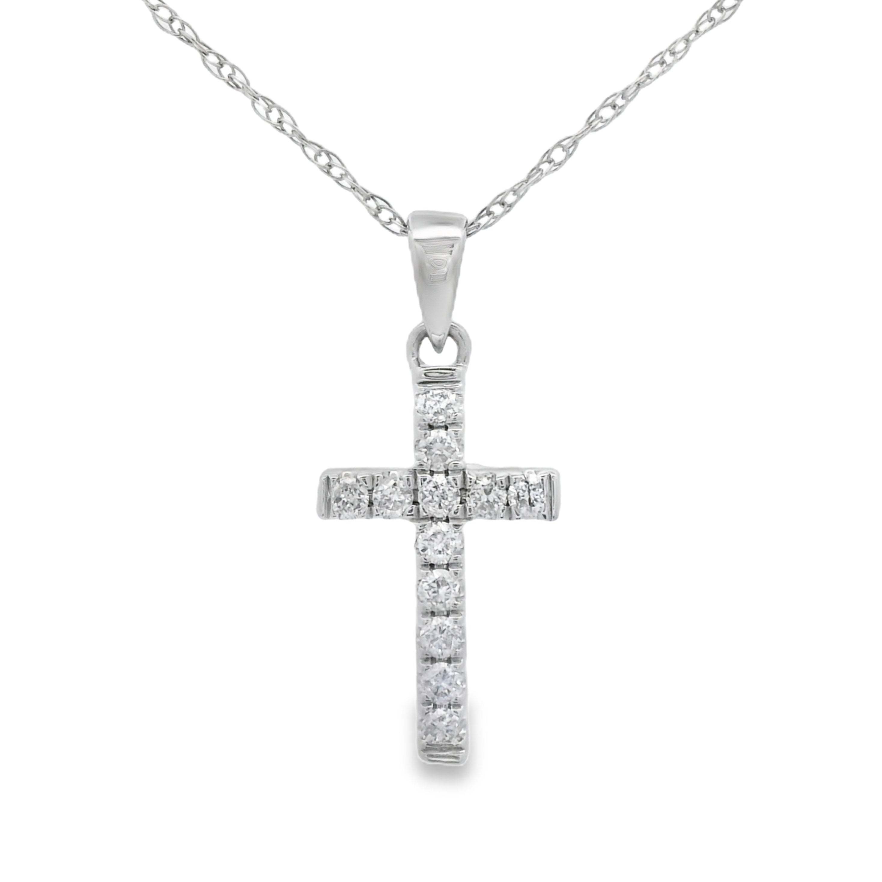 .11ct Diamond Cross Religious Pendant 14KT White Gold