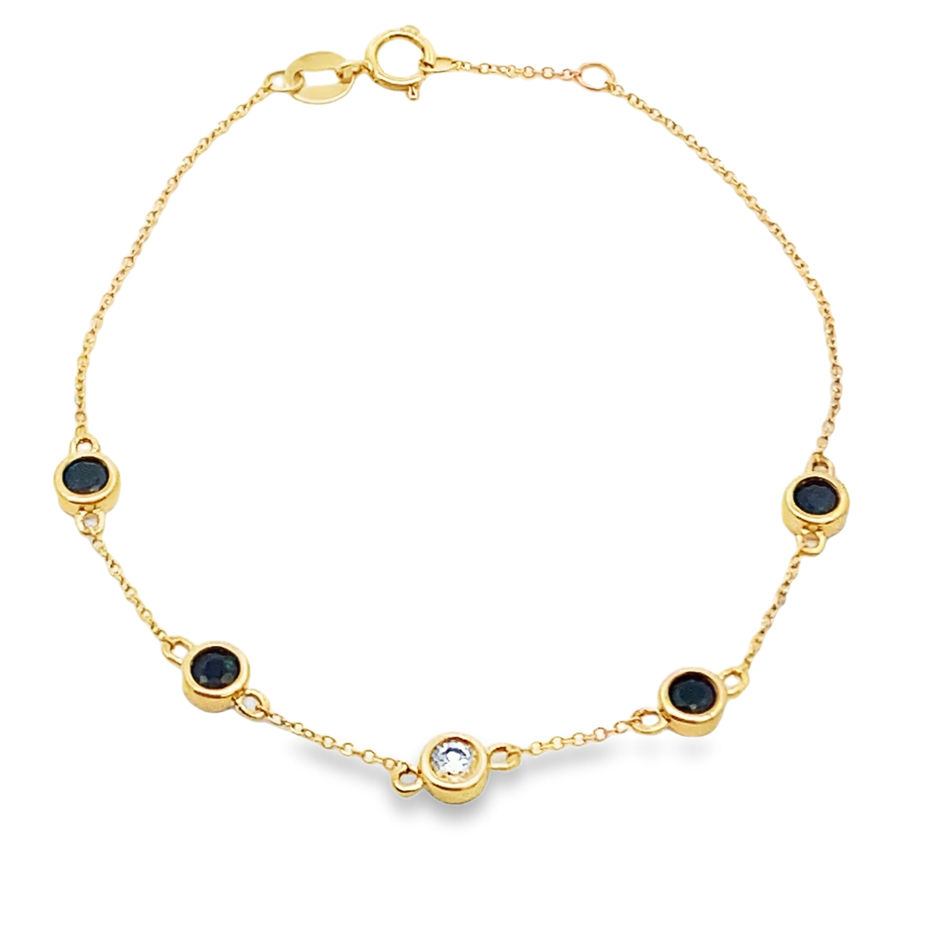 .74ct Sapphire Diamond Bracelet 14KT Yellow Gold