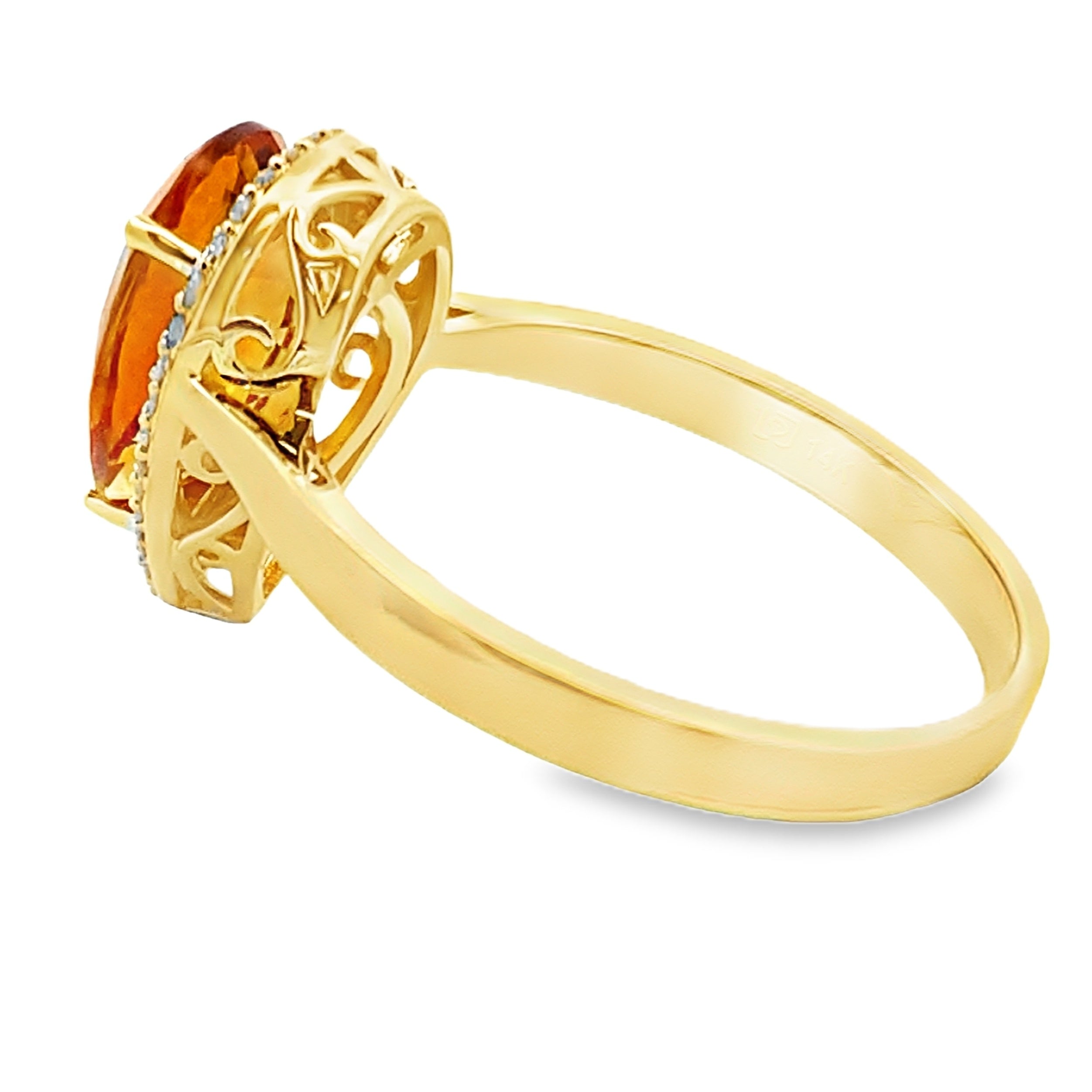Genuine 2.93ct Citrine Diamond Ring 14KT Yellow Gold