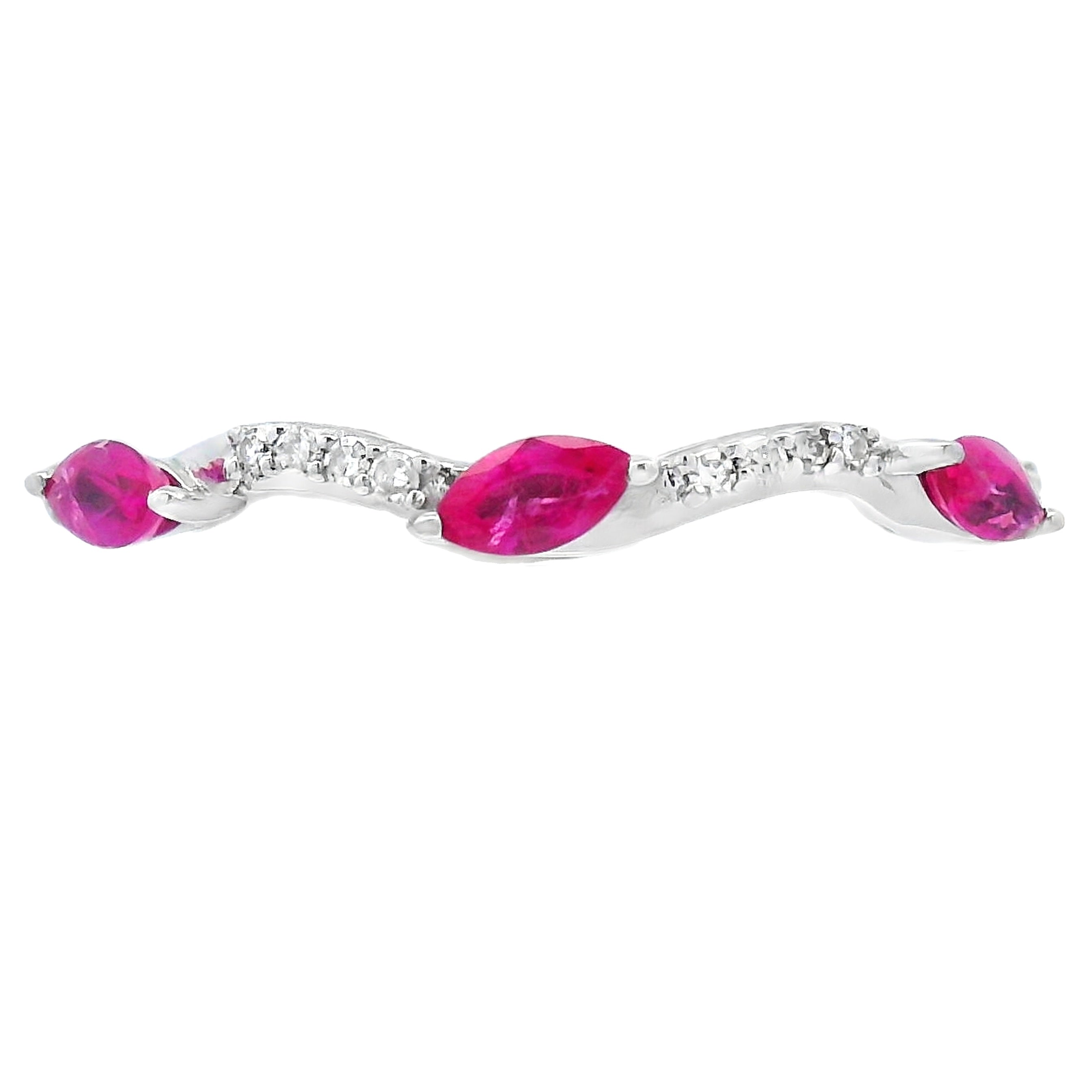 .21ct Ruby Diamond stackable band set 14KT White Gold