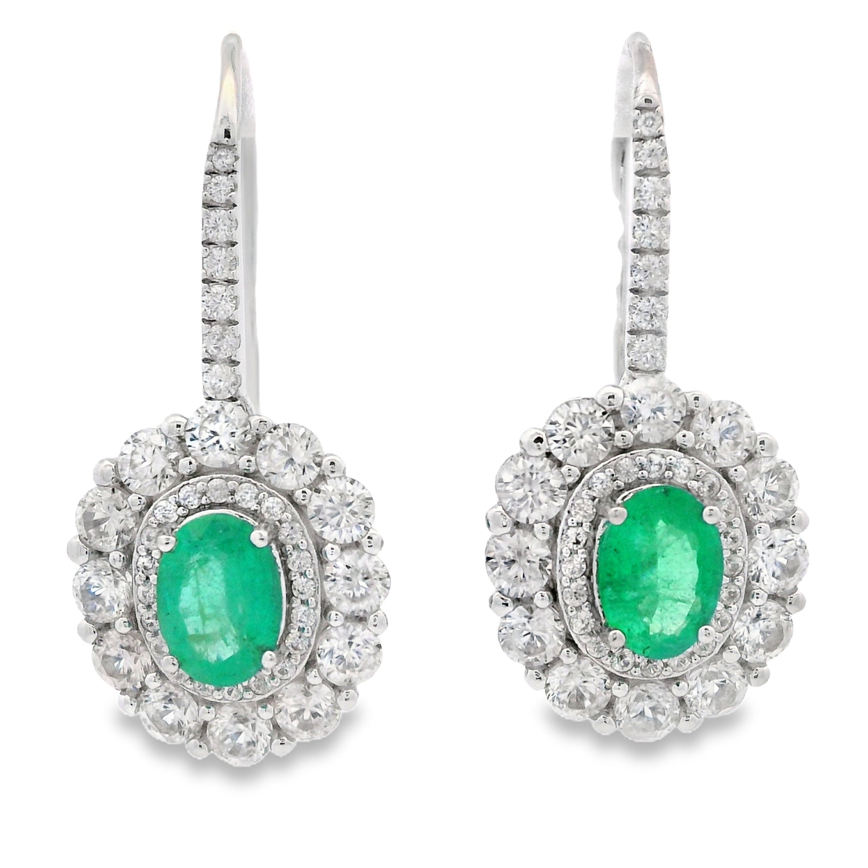5.28ct Emerald Zircon Dangle Earrings Sterling Silver