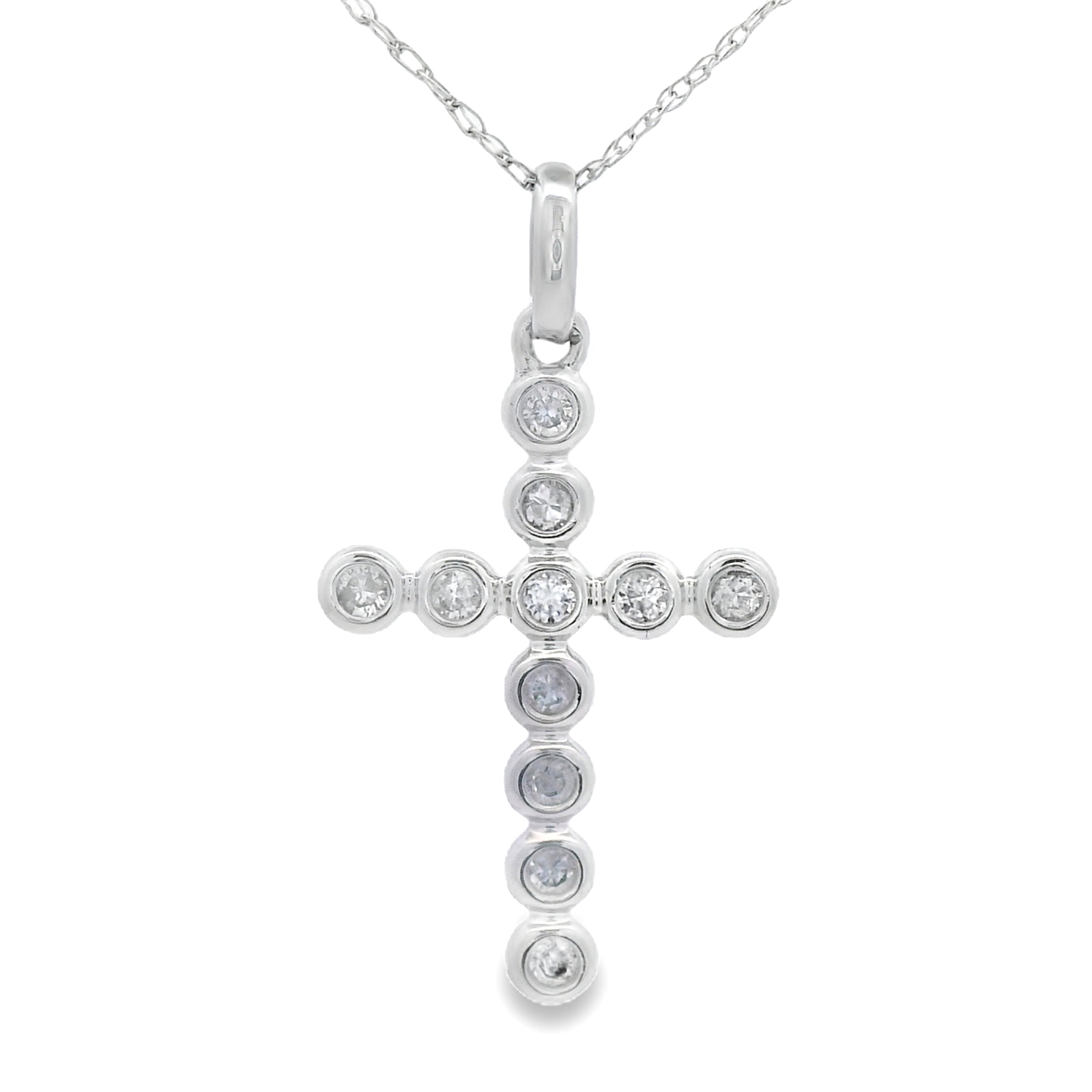 .12ct Diamond Cross Religious Pendant 14KT White Gold