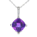 Amethyst Diamond Fashion Pendants 10KT White Gold