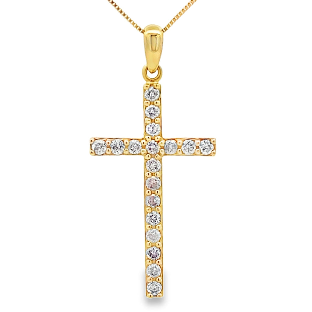 .25ct Diamond Cross Religious Pendant 14KT Yellow Gold
