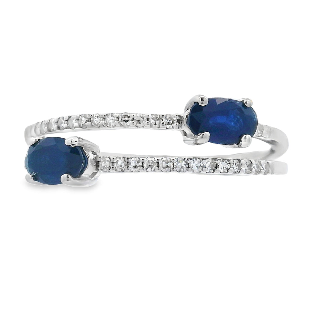 .75ct Sapphire Diamond Ring 14KT White Gold