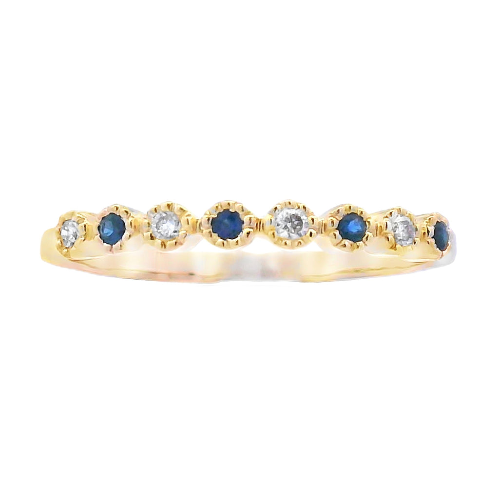 Sapphire Diamond stackable band set 14KT Yellow Gold