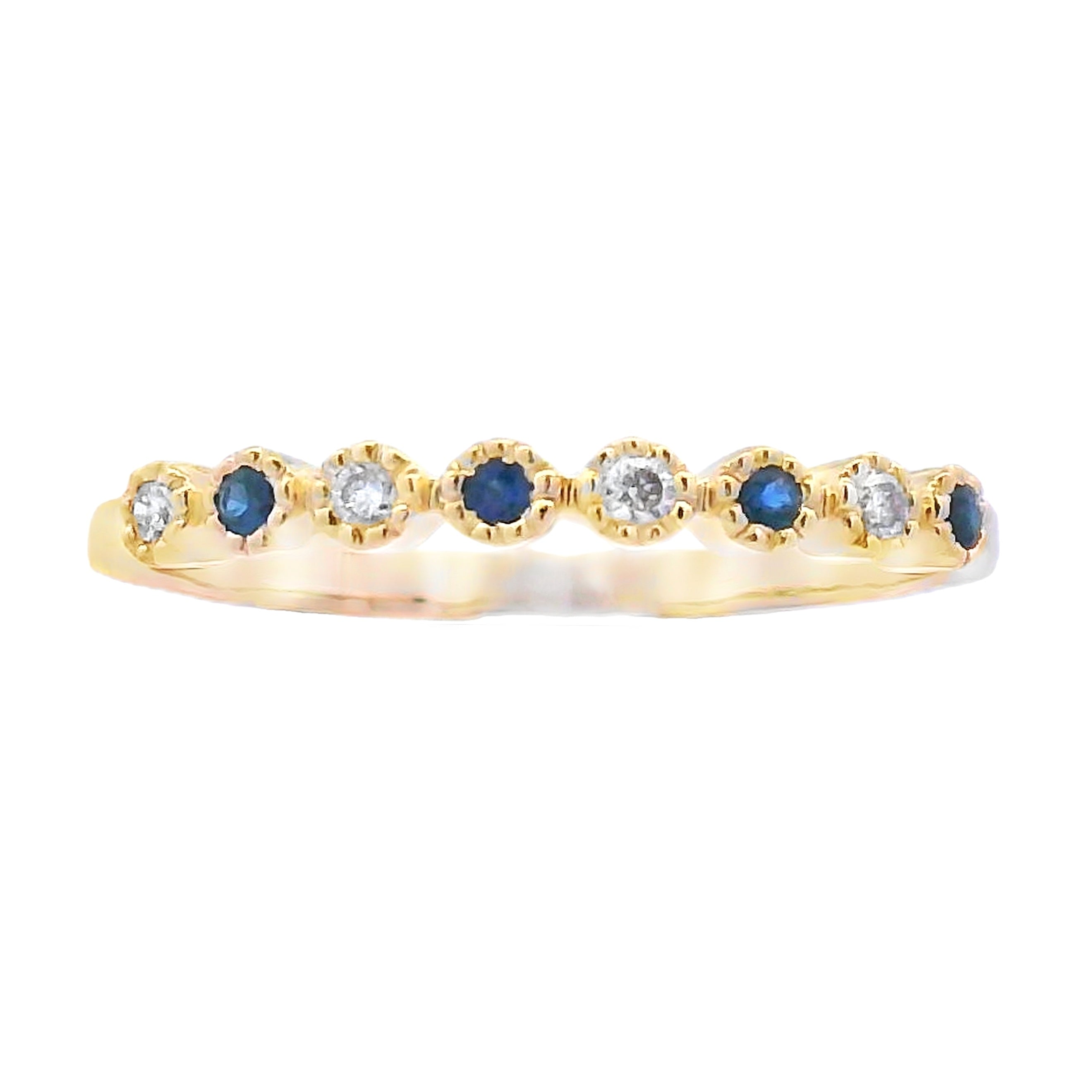 Sapphire Diamond stackable band set 14KT Yellow Gold