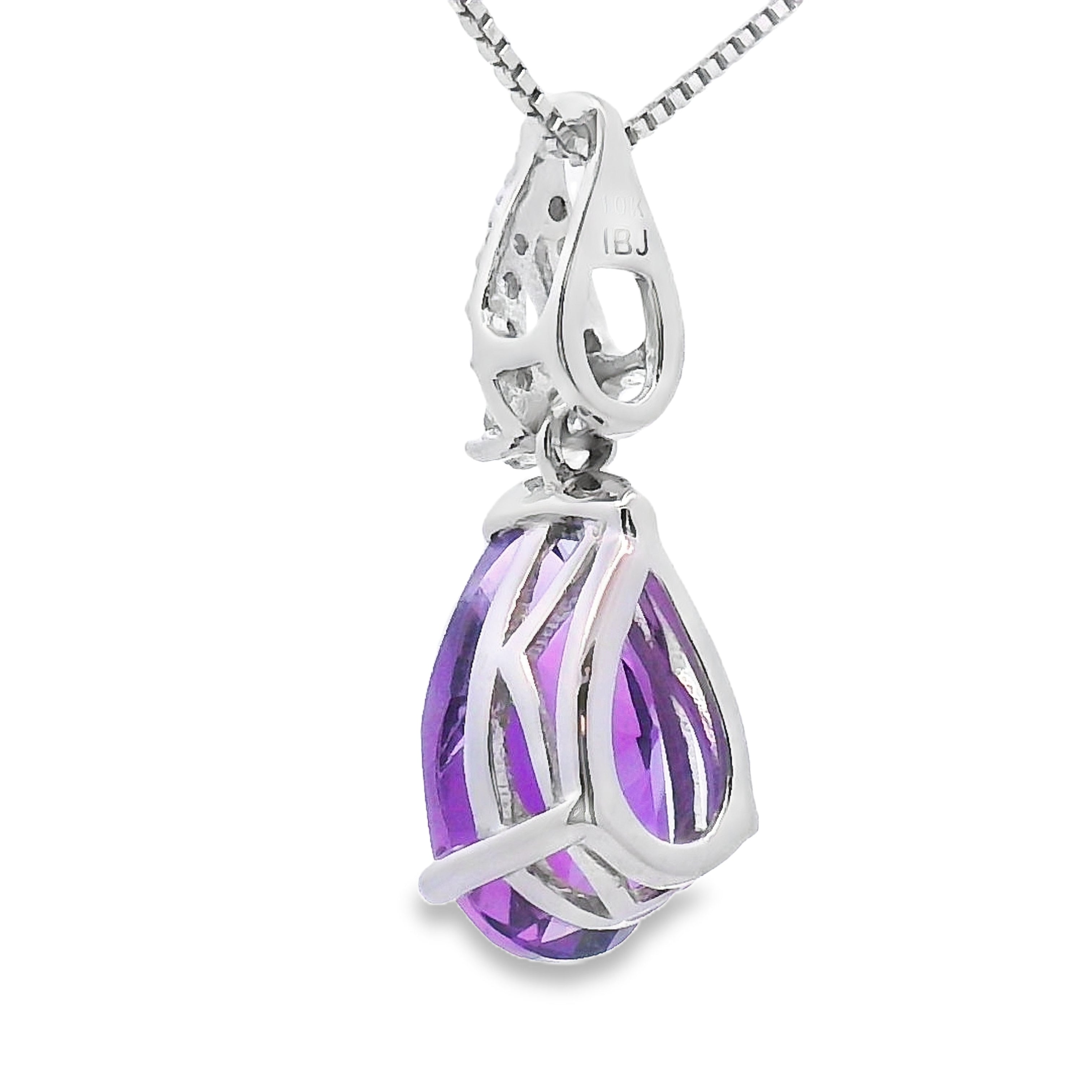 Amethyst Diamond Fashion Pendants 10KT White Gold