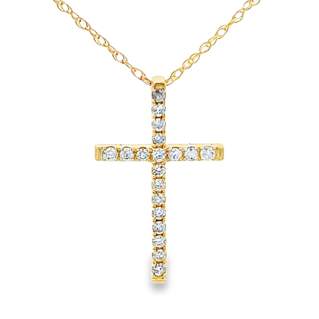 .11ct Diamond Cross Religious Pendant 14KT Yellow Gold