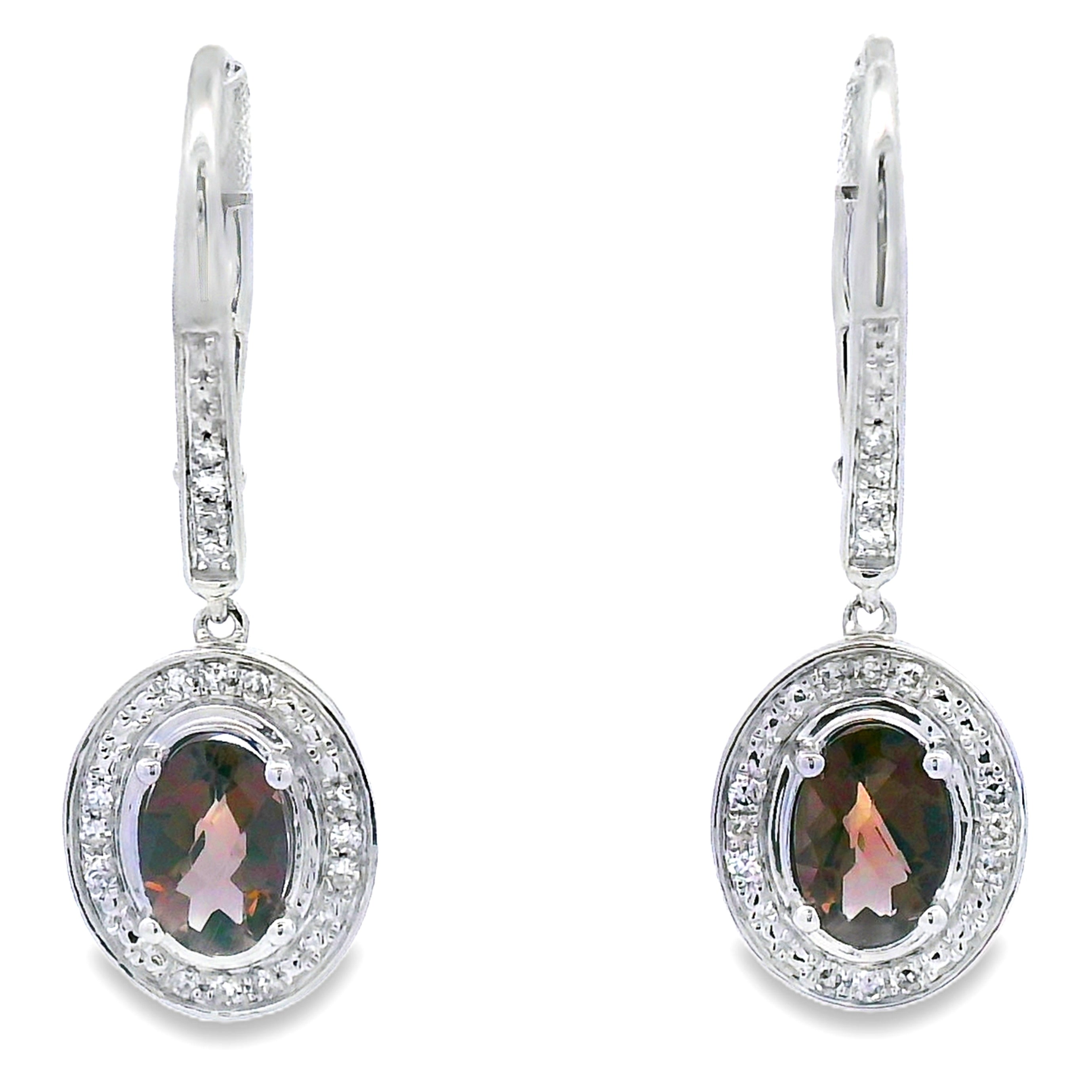 .81ct Quartz Diamond Dangle Earrings 10KT White Gold