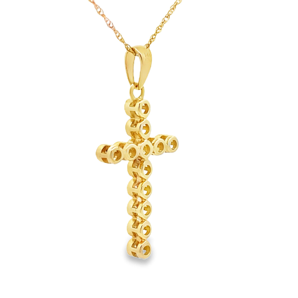 .12ct Diamond Cross Religious Pendant 14KT Yellow Gold