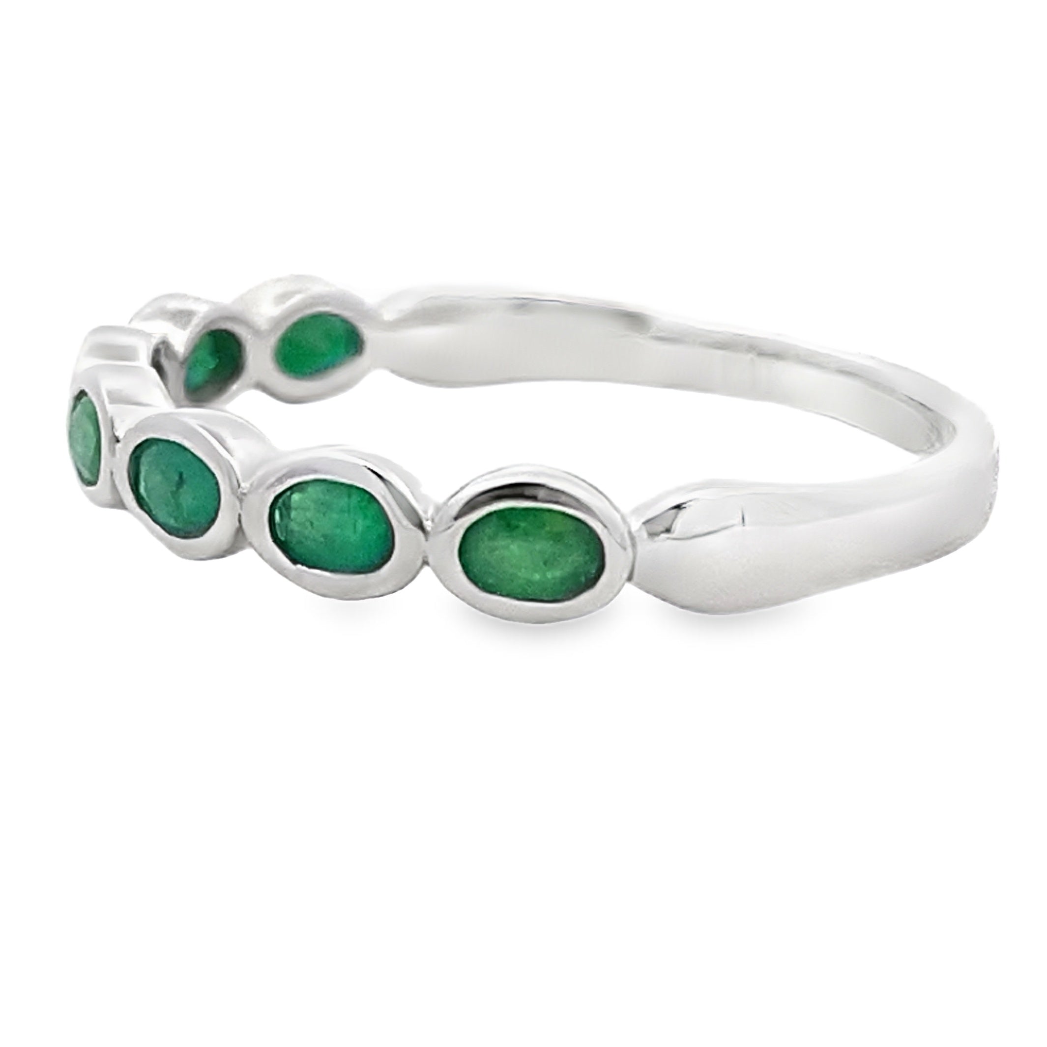 .74ct Emerald Fashion band rings 14KT White Gold