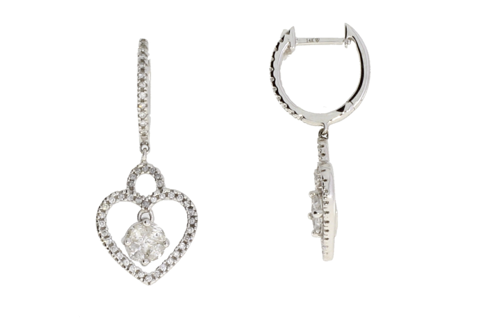 .50ct Diamond Dangle Earrings 14KT White Gold