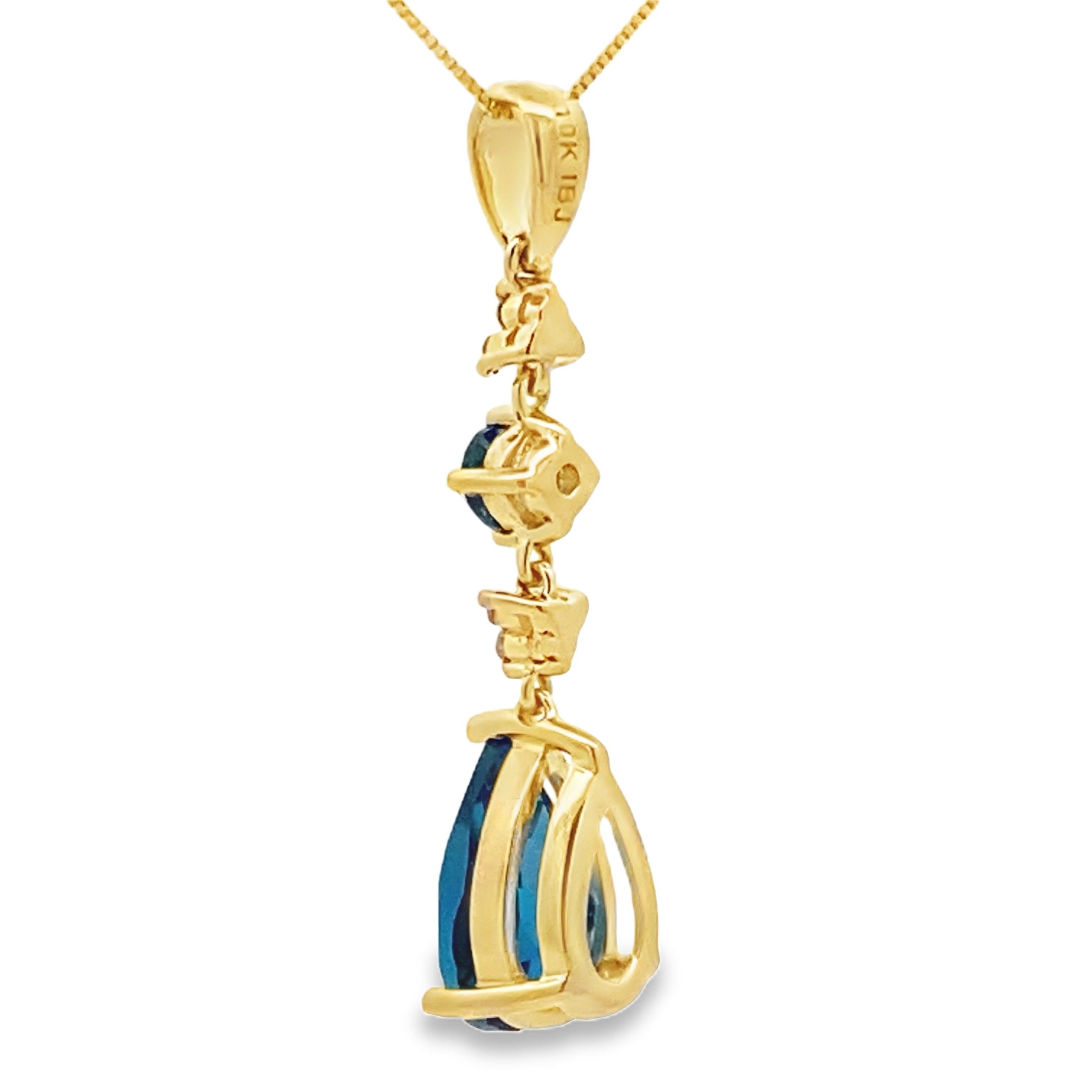 London Blue Topaz Fashion Pendants 10KT Yellow Gold