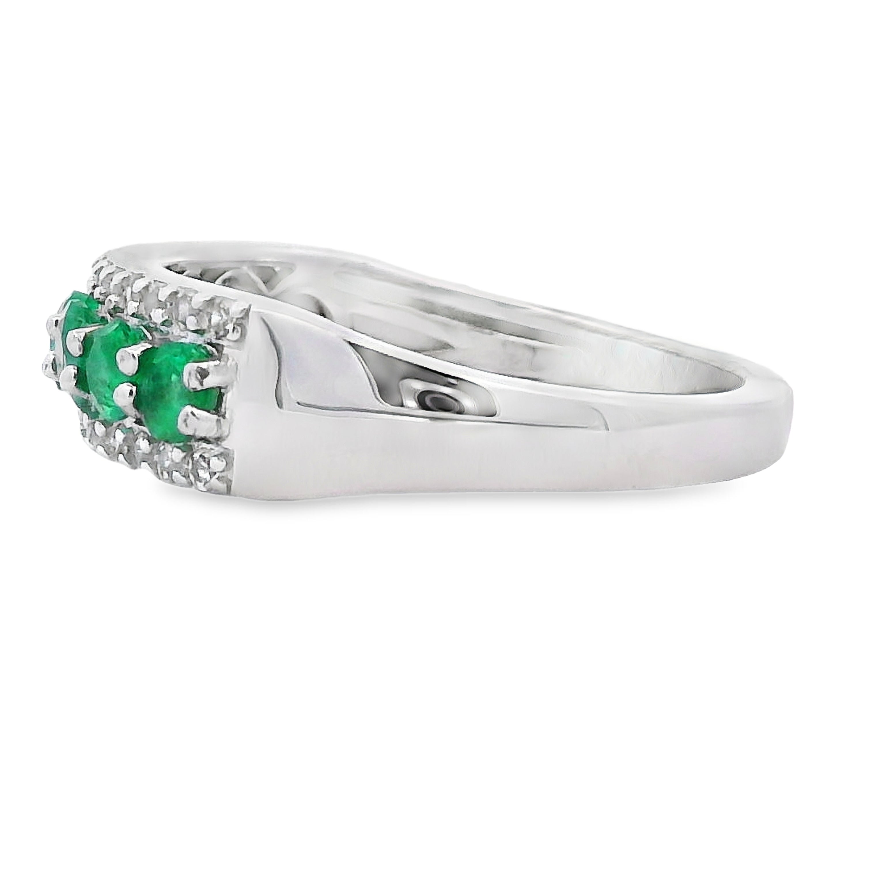 White Topaz 3 Stone Ring Sterling Silver