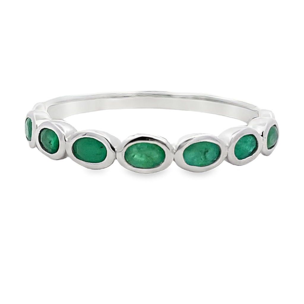.74ct Emerald Fashion band rings 14KT White Gold