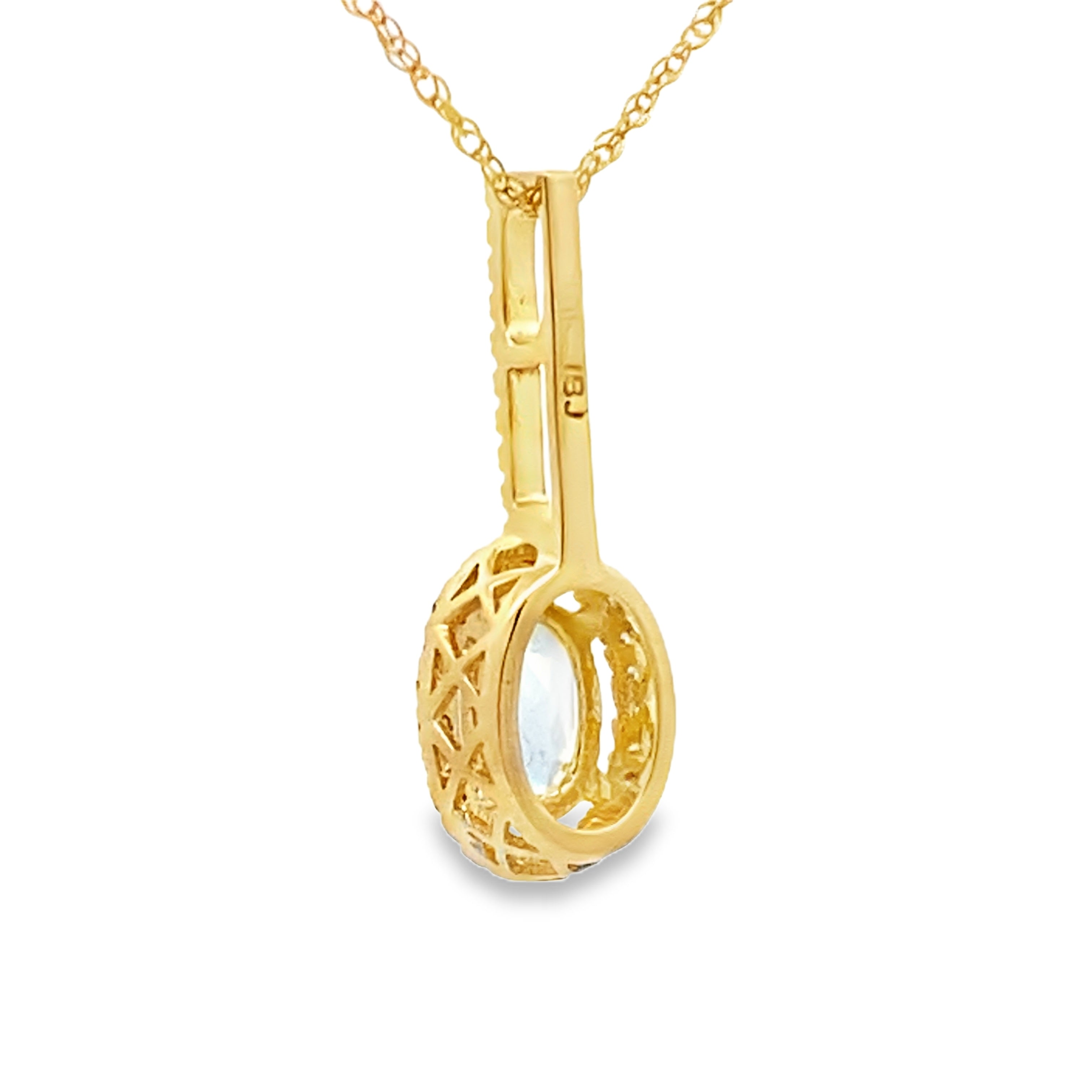 Aquamarine Diamond Fashion Pendants 10KT Yellow Gold