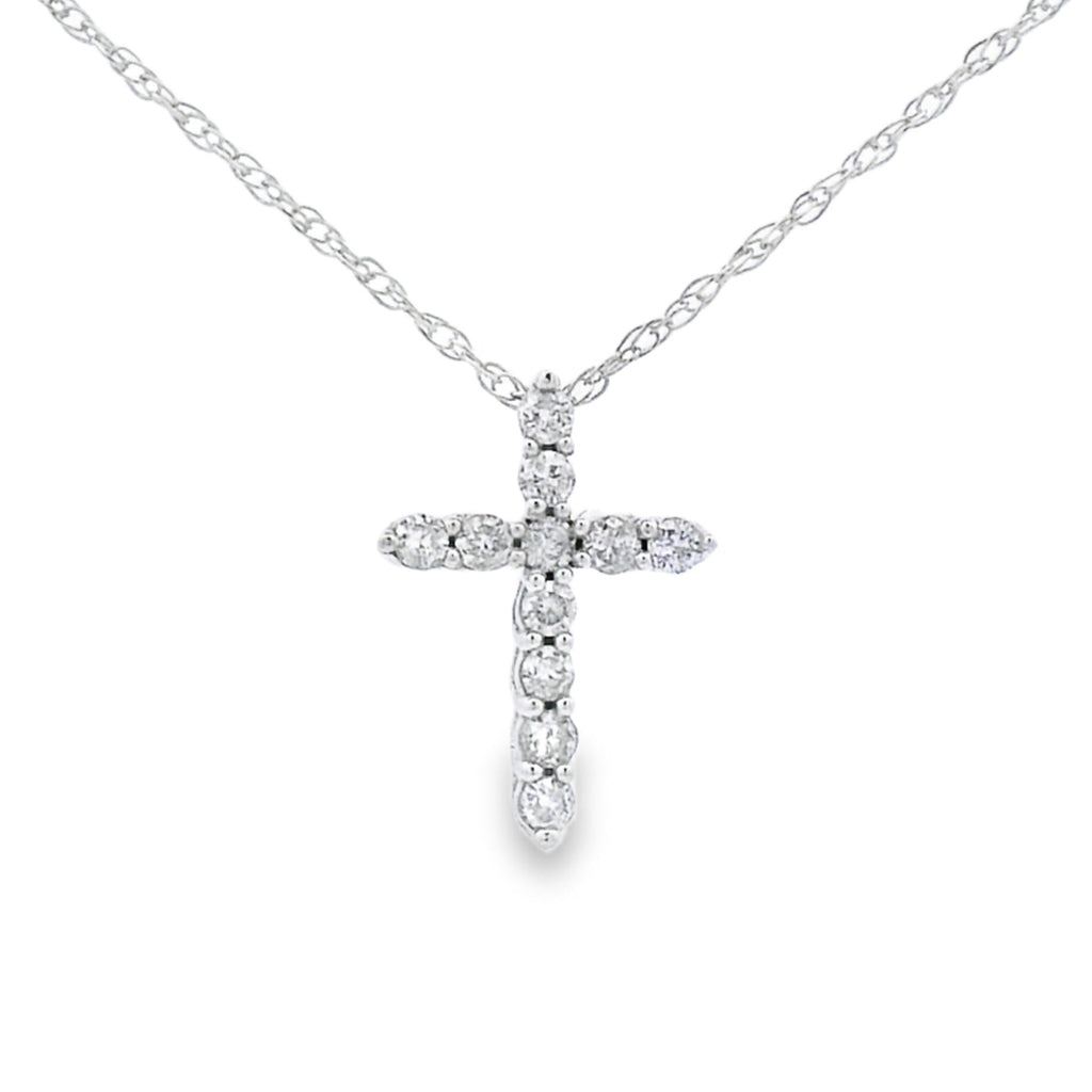 .11ct Diamond Cross Religious Pendant 14KT White Gold