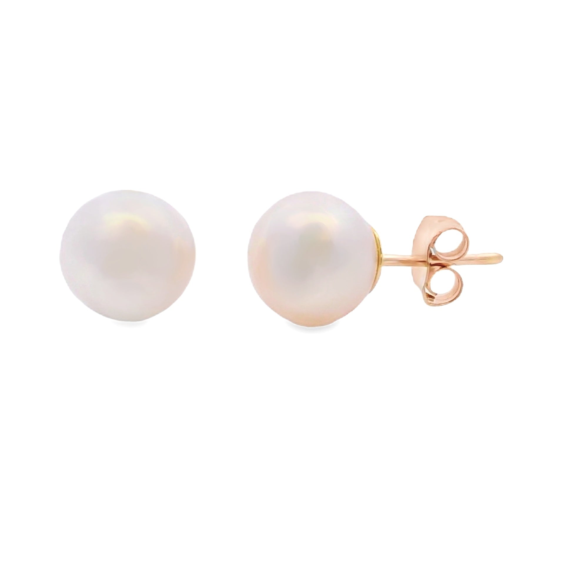 Genuine FW Pearl Stud Earrings 14KT Yellow Gold