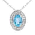 Blue Topaz Diamond Fashion Pendants 10KT White Gold