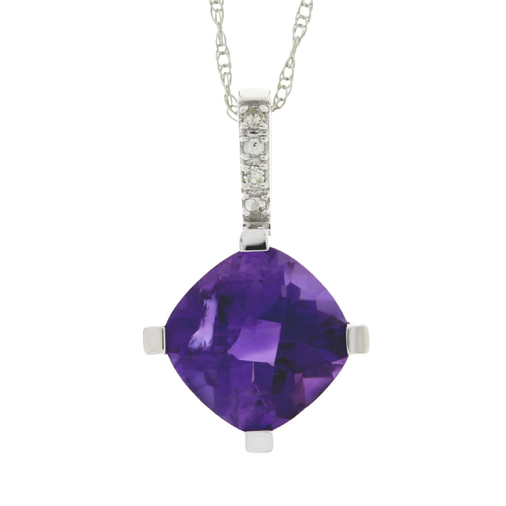 Amethyst Diamond Fashion Pendants 10KT White Gold