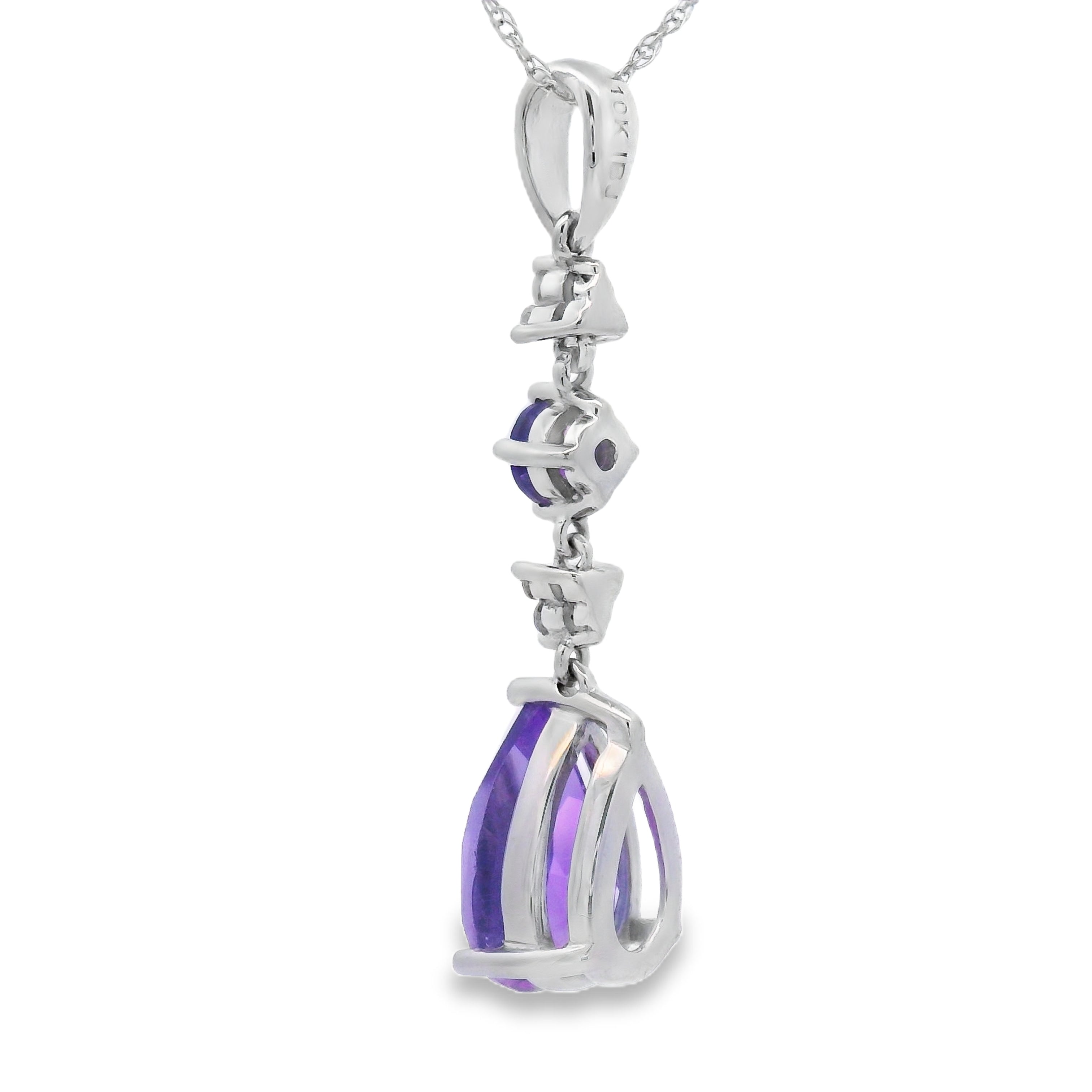 Amethyst Diamond Fashion Pendants 10KT White Gold