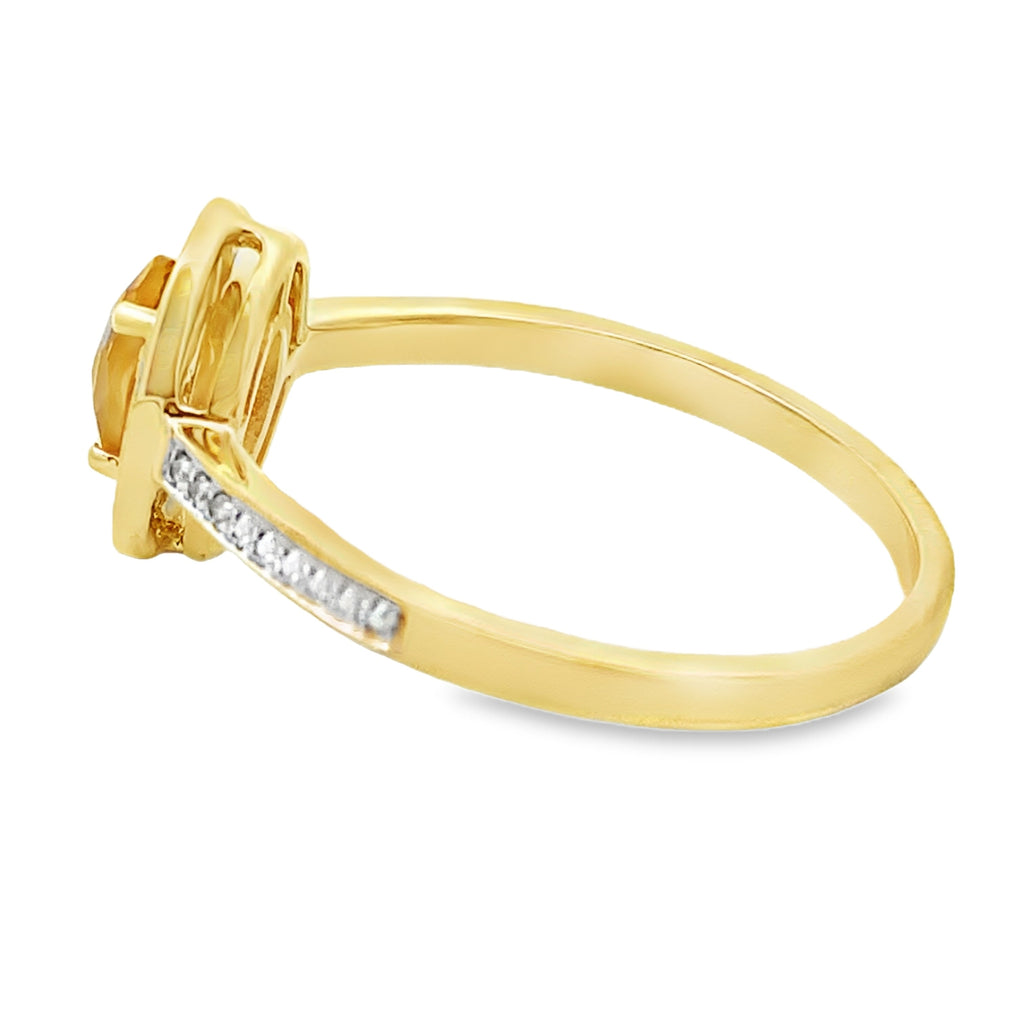 Natural .51ct Citrine Diamond Ring 10KT Yellow Gold