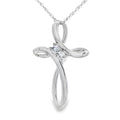 .04ct Diamond Cross Religious Pendant 14KT White Gold